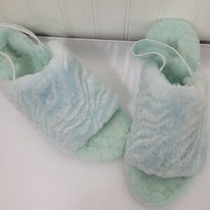 UGG Blue/Mint Green Cozy Fuzzy Sling Back Slippers Women's SZ 10